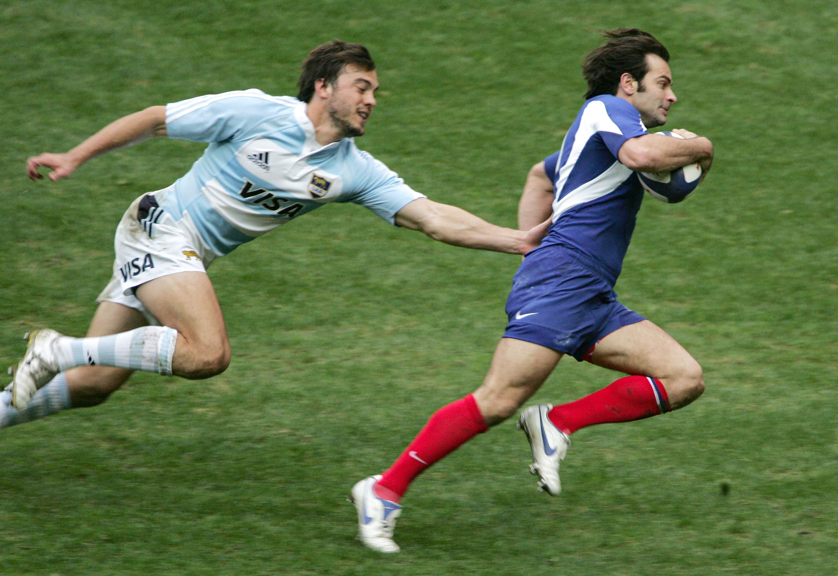 Christophe Dominici en un partido contra Los Pumas.