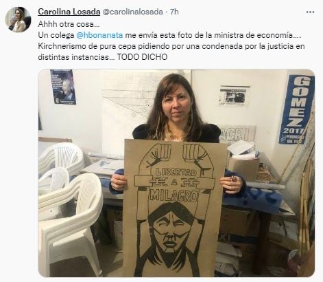 Carolina Losada y su mensaje por la designación de Silvina Batakis.