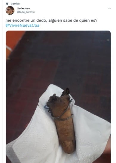 Encontró un "dedo" en Nueva Córdoba, las redes se escandalizaron pero todo tenía una explicación.