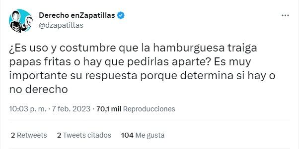 El debate en redes por las hamburguesas con papas fritas