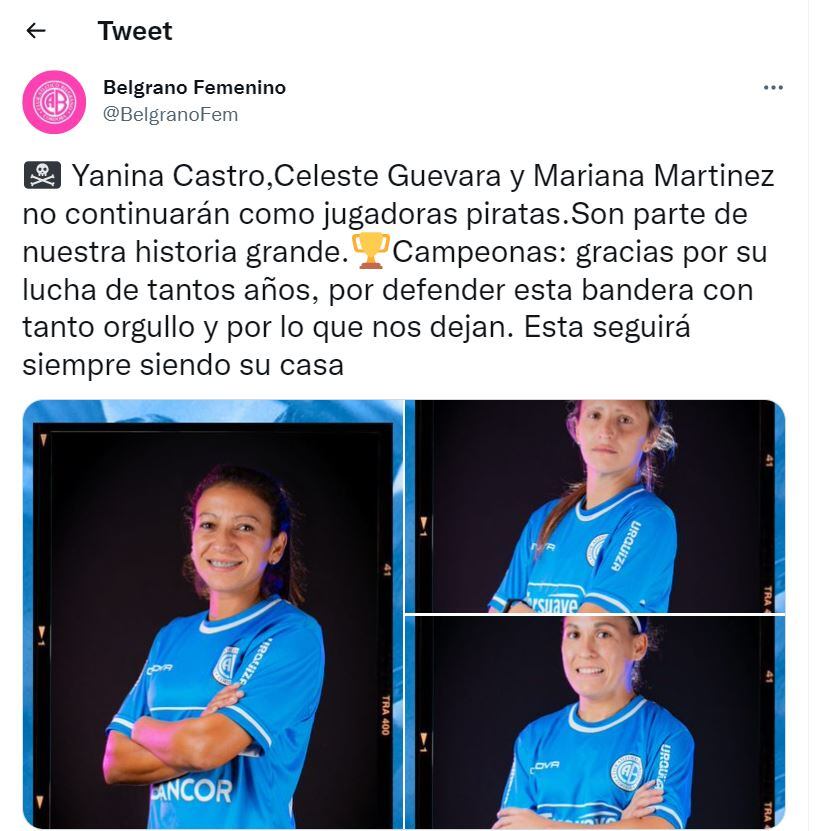 Son Yanina Castro, Celeste Guevara y Mariana Martínez que dejarán al club de barrio Alberdi