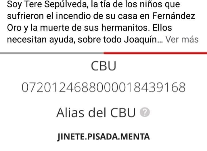 CBU de la tía de Joaquín, el joven de 16 años que lucha por su vida tras sobrevivir a un incendio.