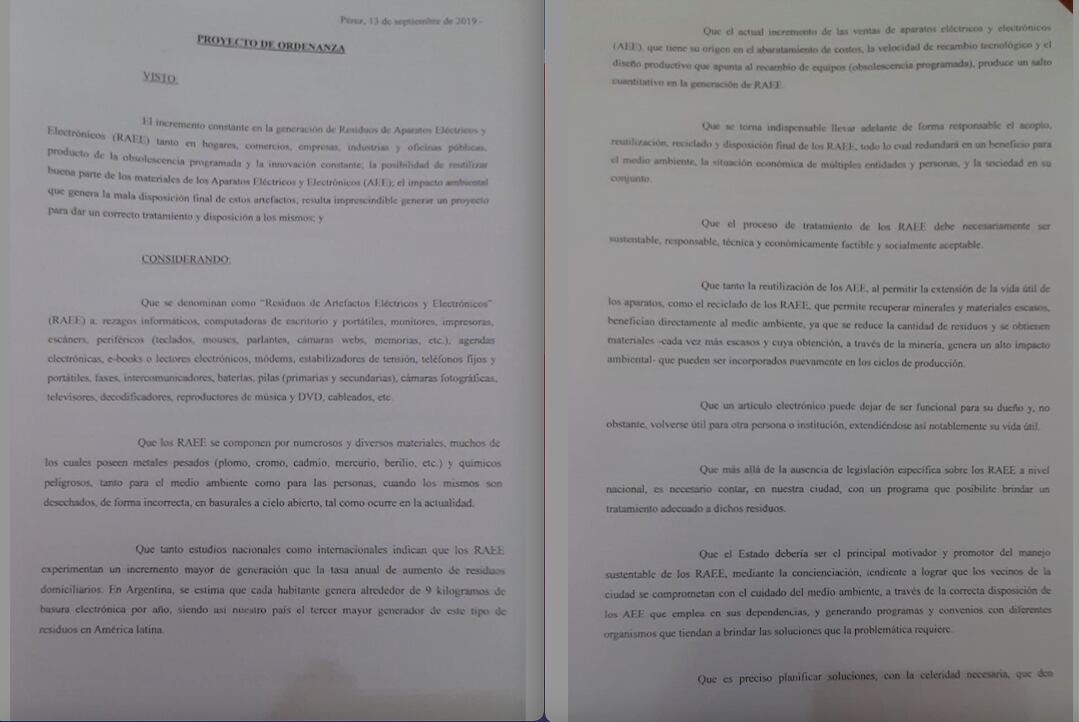 Ordenanza sobre Programa de manejo sustentable de residuos electrónicos (Hernán Federico)