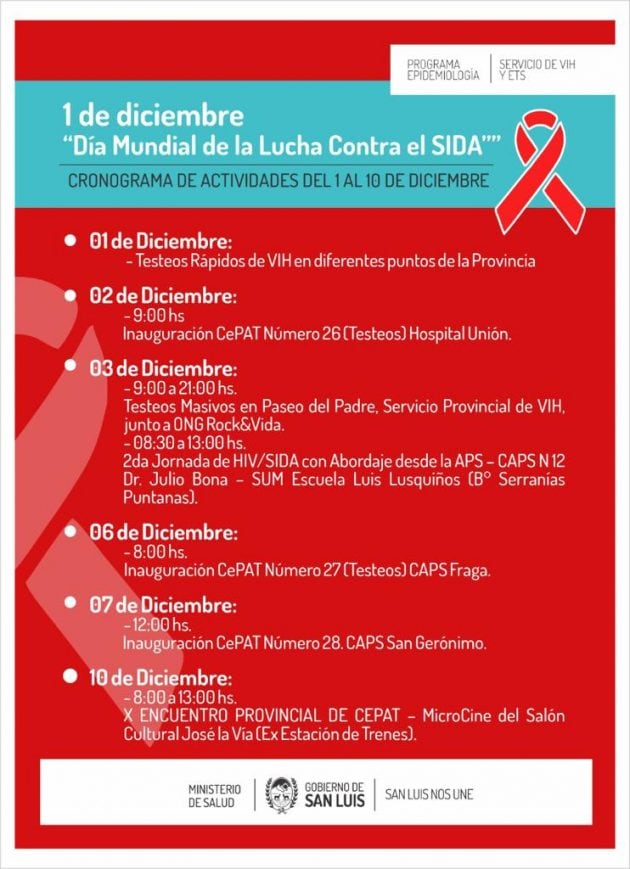 Actividades en San Luis por el Día Mundial del VIH-Sida