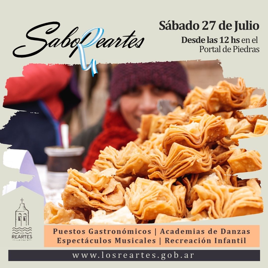 Feria con productos regionales en Los Reartes, que organizó un evento gastronómico gratuito.