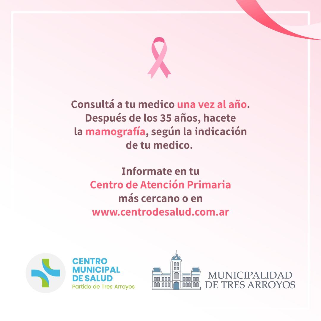 Día internacional de lucha contra el cáncer de mama: desde el Centro de Salud de Tres Arroyos destacan la prevención como fundamental