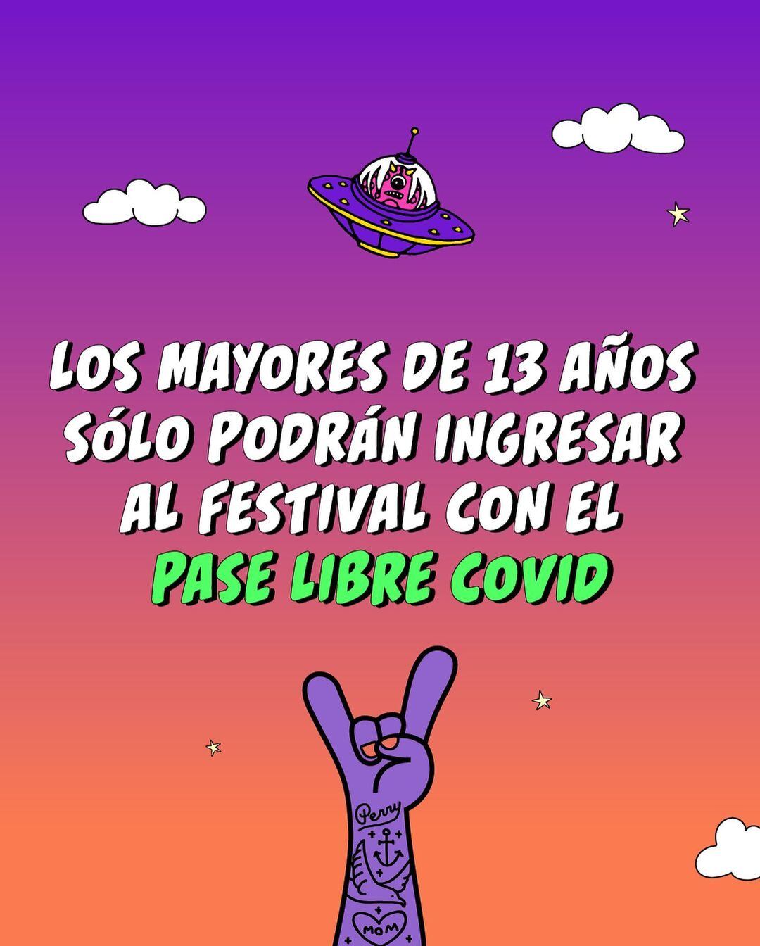 La información que dio el festival Lollapalooza sobre los requisitos para entrar al evento.