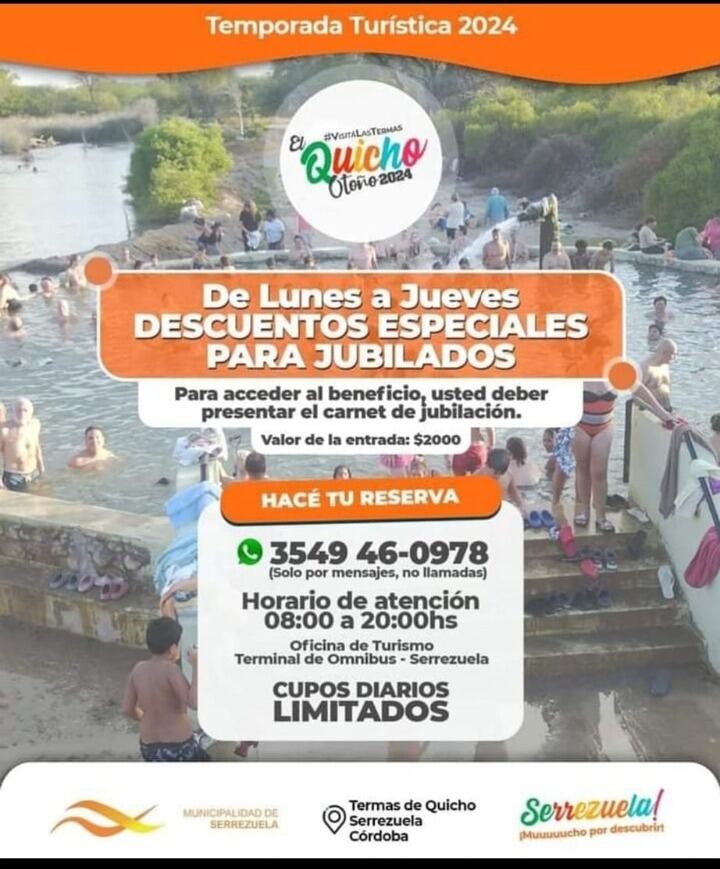 Las Termas de Quicho representan un gran atractivo para jubilados.