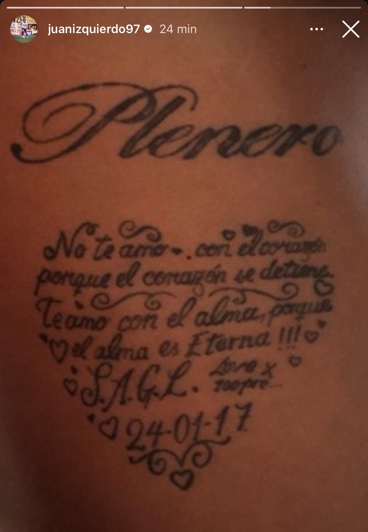 El tatuaje que Juan Izquierdo compartía con su esposa Selena