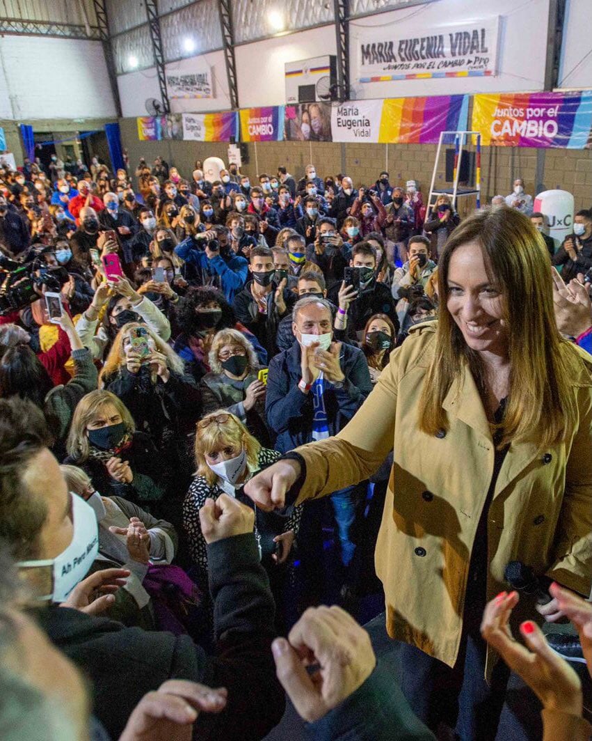 María Eugenia Vidal durante su campaña para las próximas elecciones PASO del domingo 12 de septiembre.