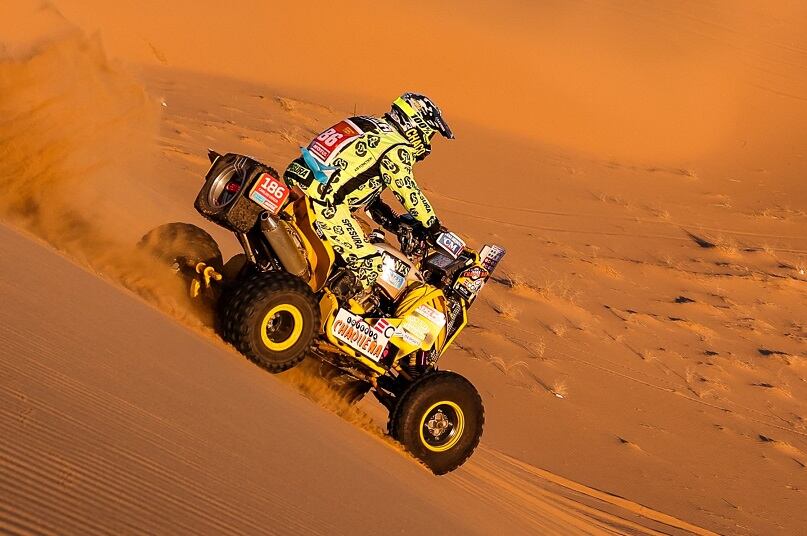 Carlos Verza, en acción en los primeros kilómetros del Dakar 2022. El chaqueño, que corre en "Original by Motul" (sin asistencia) completó sin problemas el prólogo.
