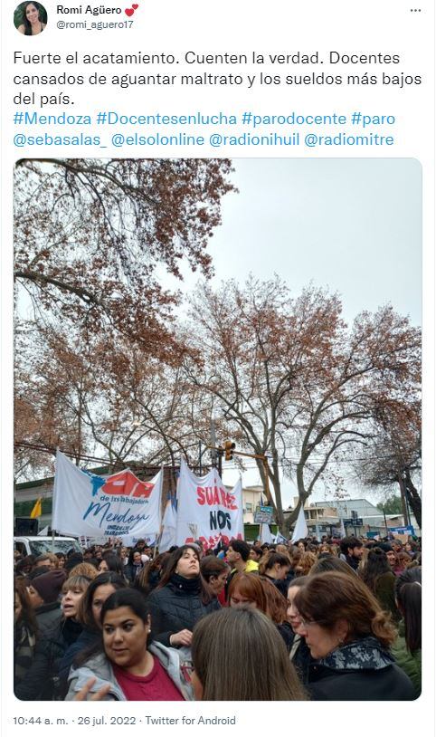 #ParoDocente, fuerte acatamiento de los educadores en Mendoza. Repercusiones en las redes sociales.