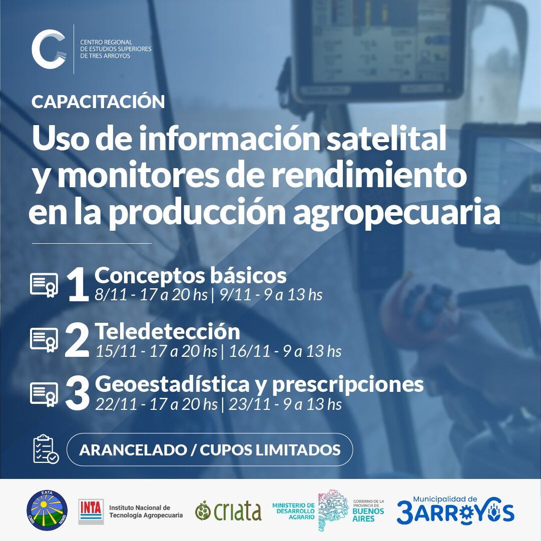 Capacitación  para el uso de información satelital y monitores de rendimiento en la Producción Agropecuaria