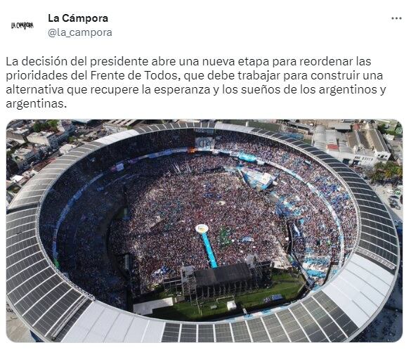 La Cámpora celebró la decisión del Presidente