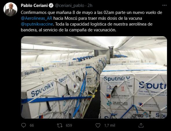 Pablo Ceriani, presidente de Aerolíneas Argentinas, confirmó un nuevo vuelo a Rusia.