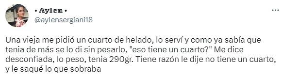 La joven cordobesa contó lo ocurrido a través de su cuenta de Twitter.