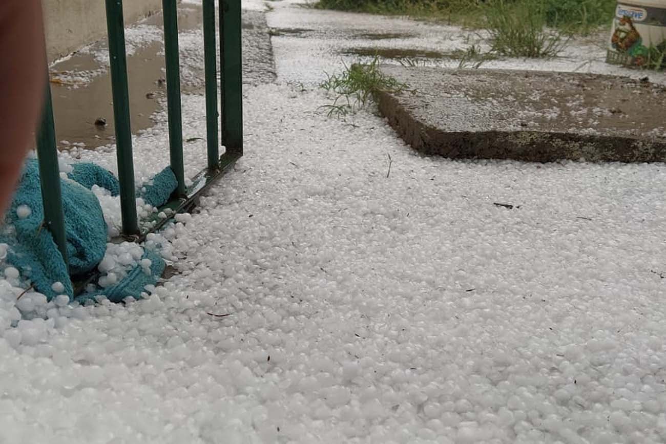 Granizo. Cayó en Río Cuarto y región (Gentileza Germán Tinari).