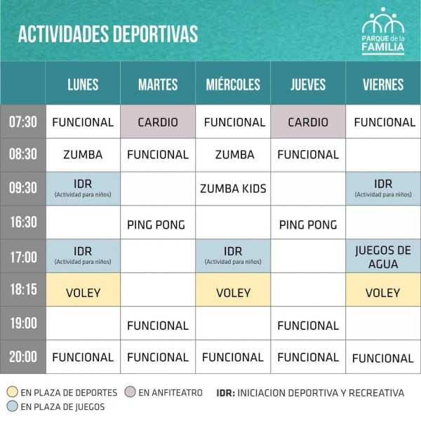 Los Parques de la Familia y del Bicentenario ofrecen actividades deportivas y recreativas para todas las edades.