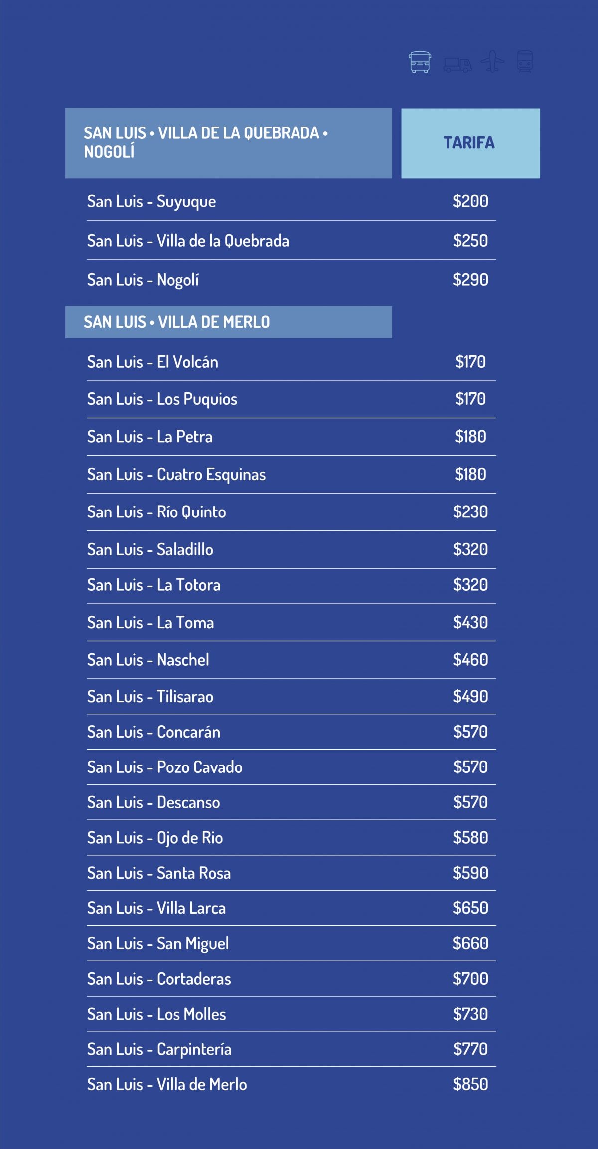 Aumento de transporte interurbano en San Luis