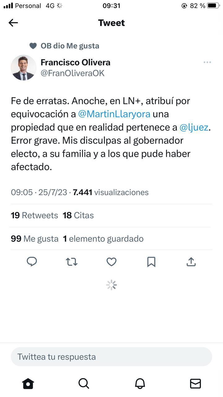 El periodista reconoció el error y pidió disculpas.