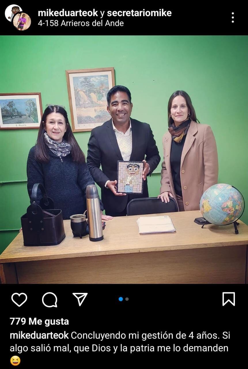 Secretario Mike se retiró de la escuela secundaria Arrieros del Ande de Las Heras y ahora busca nuevos rumbos.