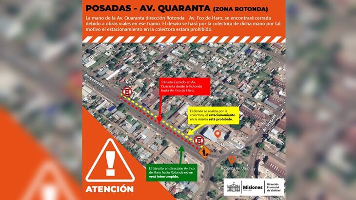 Posadas: se encuentra cerrado el paso en Avenida Quaranta