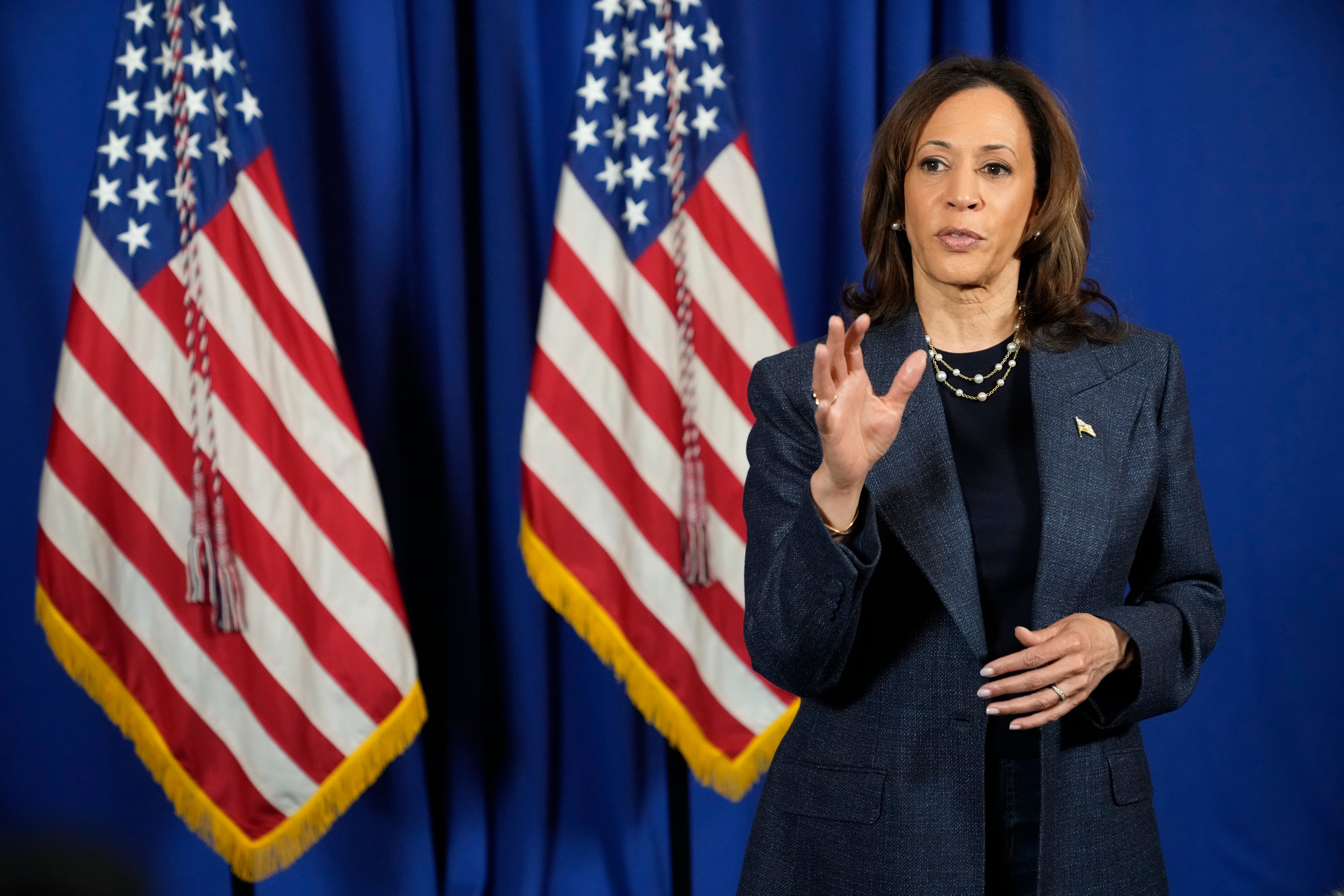 La candidata demócrata presidencial y actual vicepresidenta Kamala Harris. (AP Foto/Jacquelyn Martin)