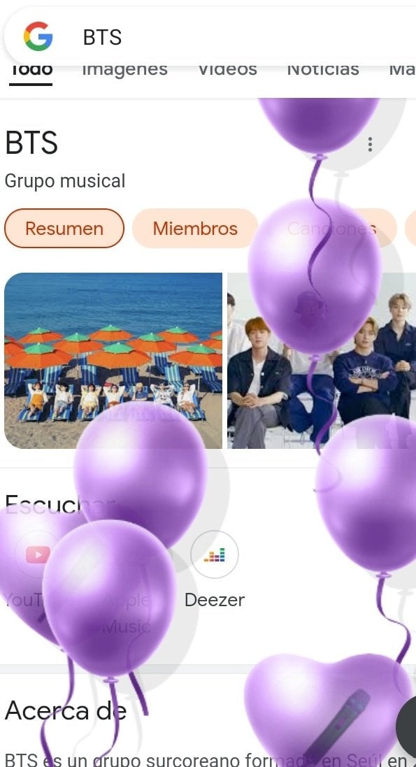 La celebración de BTS en Google.