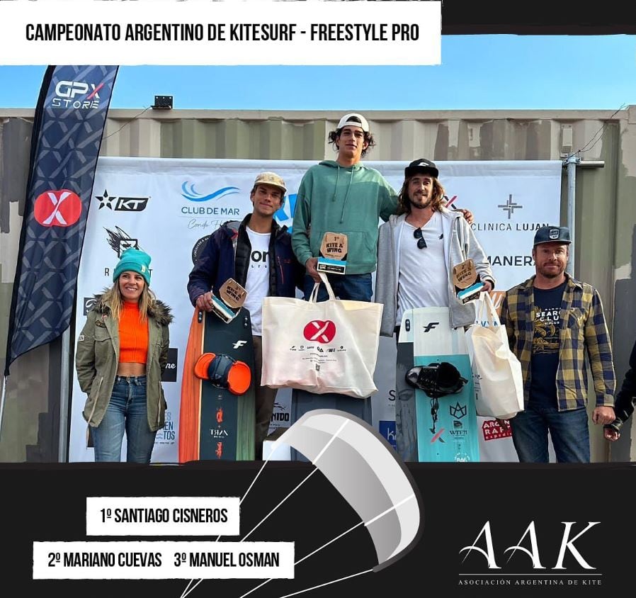 Campeonato Argentino de Kitesurf en Potrerillos. Podio Freestyle caballeros