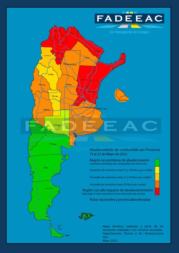 Así está el mapa de la falta de gasoil en todo el país.