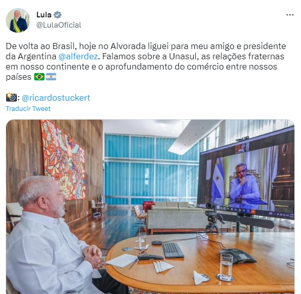 Alberto Fernández se reunió con Lula por Zoom.