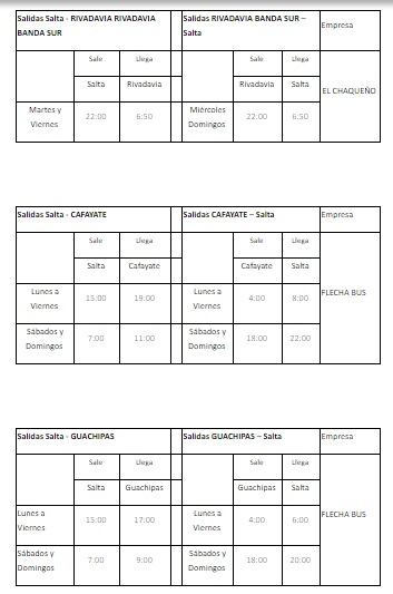 Horarios de los nuevos servicios interurbanos