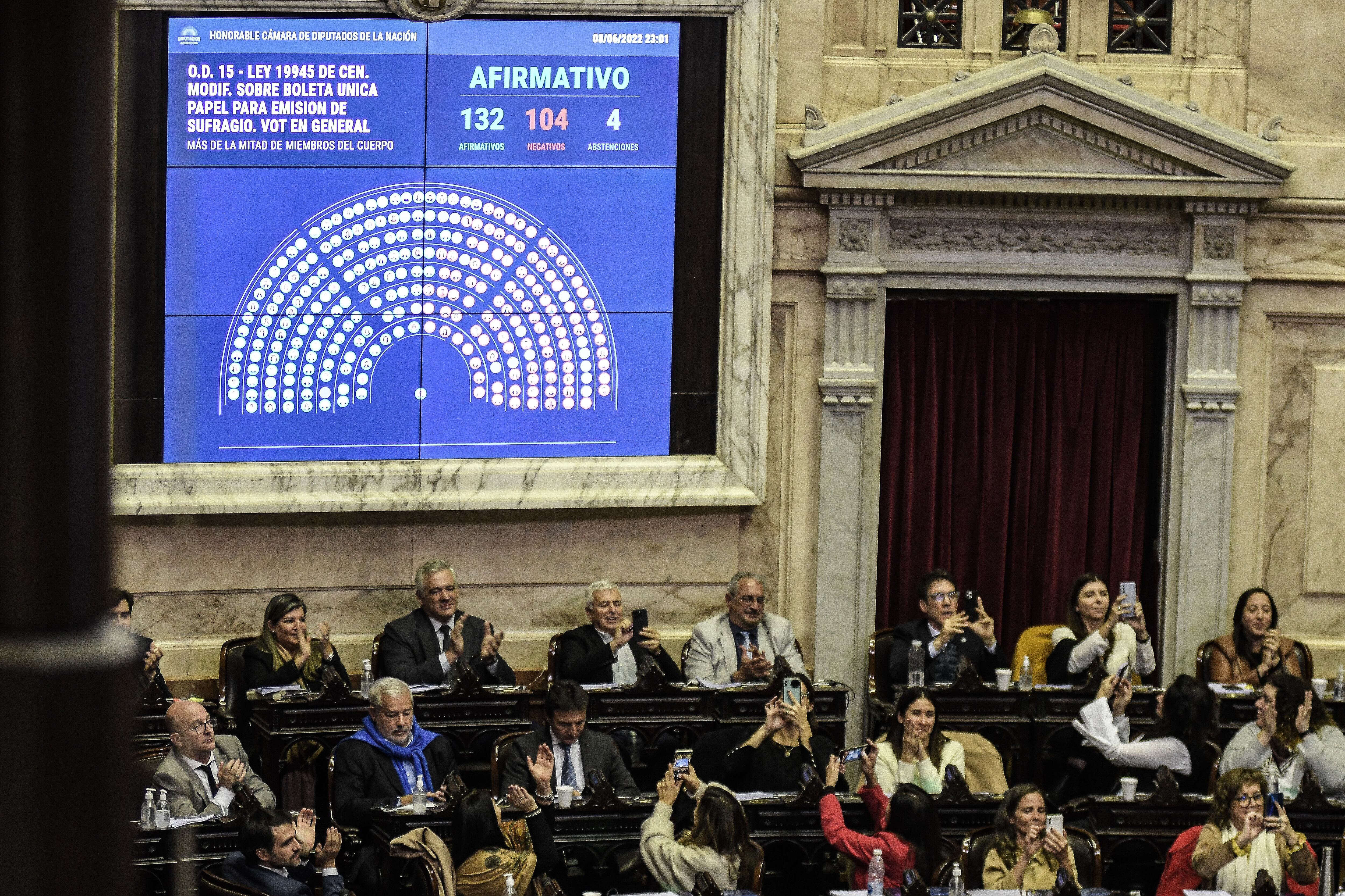 Sesión por la Boleta Única en Papel en Diputados. Foto Federico López Claro.