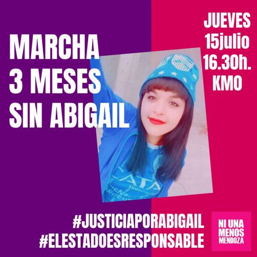 Organizan una nueva marcha para pedir justicia por Abigail Carniel, la joven que fue vista por última vez el 15 de abril.