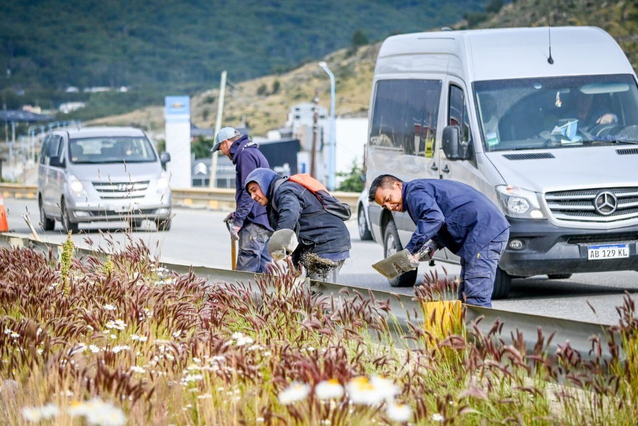 Ushuaia: realizan trabajos de limpieza en la Avenida Héroes de Malvinas