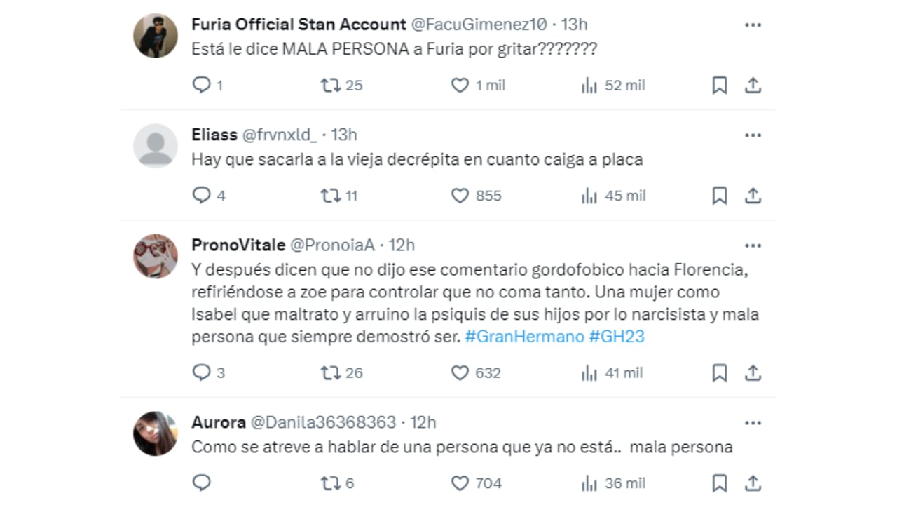 La indignación en redes tras el comentario de Isabel.