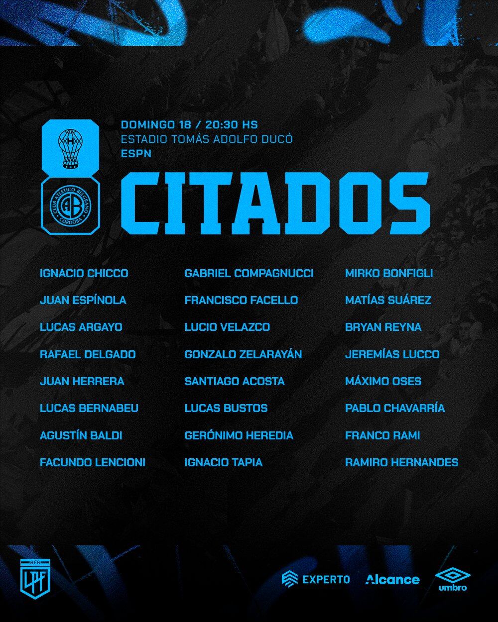 Belgrano, con rotación a fondo entre los titulares para visitar a Huracán.