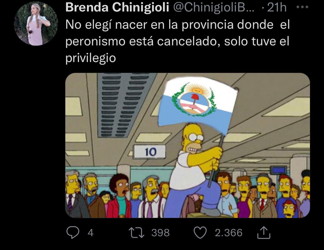 Uno de los tweets anti-k de los mendocinos luego de conocerse los resultados de estas PASO.