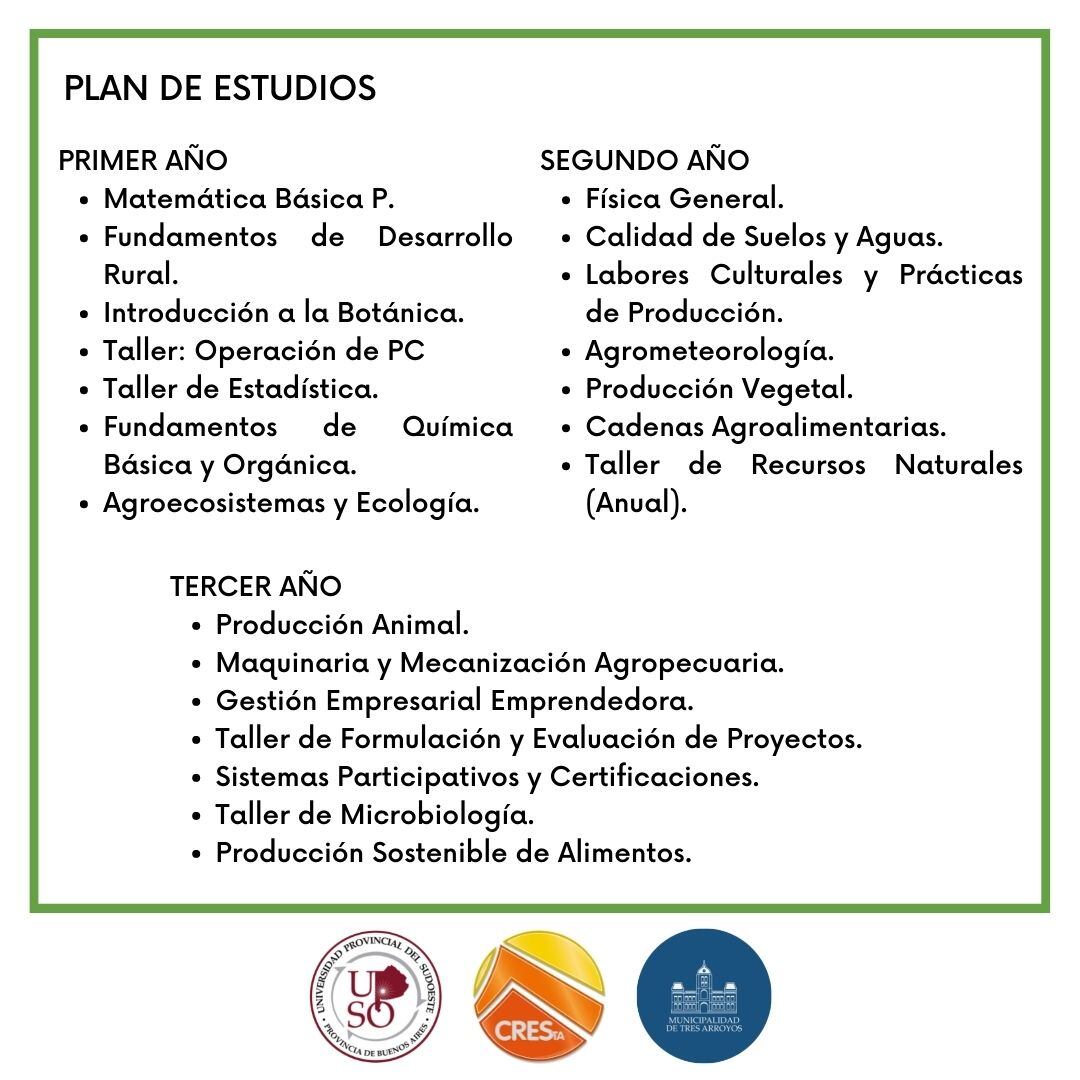 Cresta: abierta la inscripción en Tecnicatura en producción Agropecuaria Sostenible