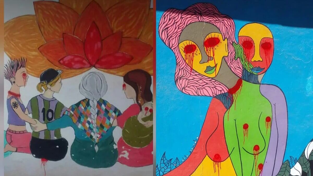 Sierras Chicas: en el día de la marcha de Ni Una Menos, vandalizaron murales de mujeres