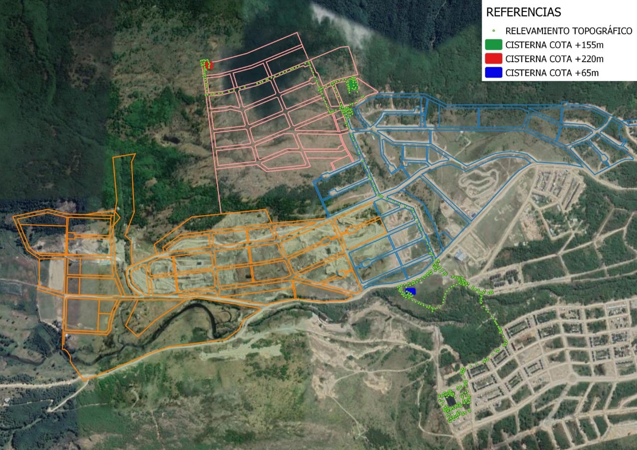 Sectores divididos por cotas. Se busca abastecer de agua potable a las urbanizaciones del lado oeste de la ciudad. 