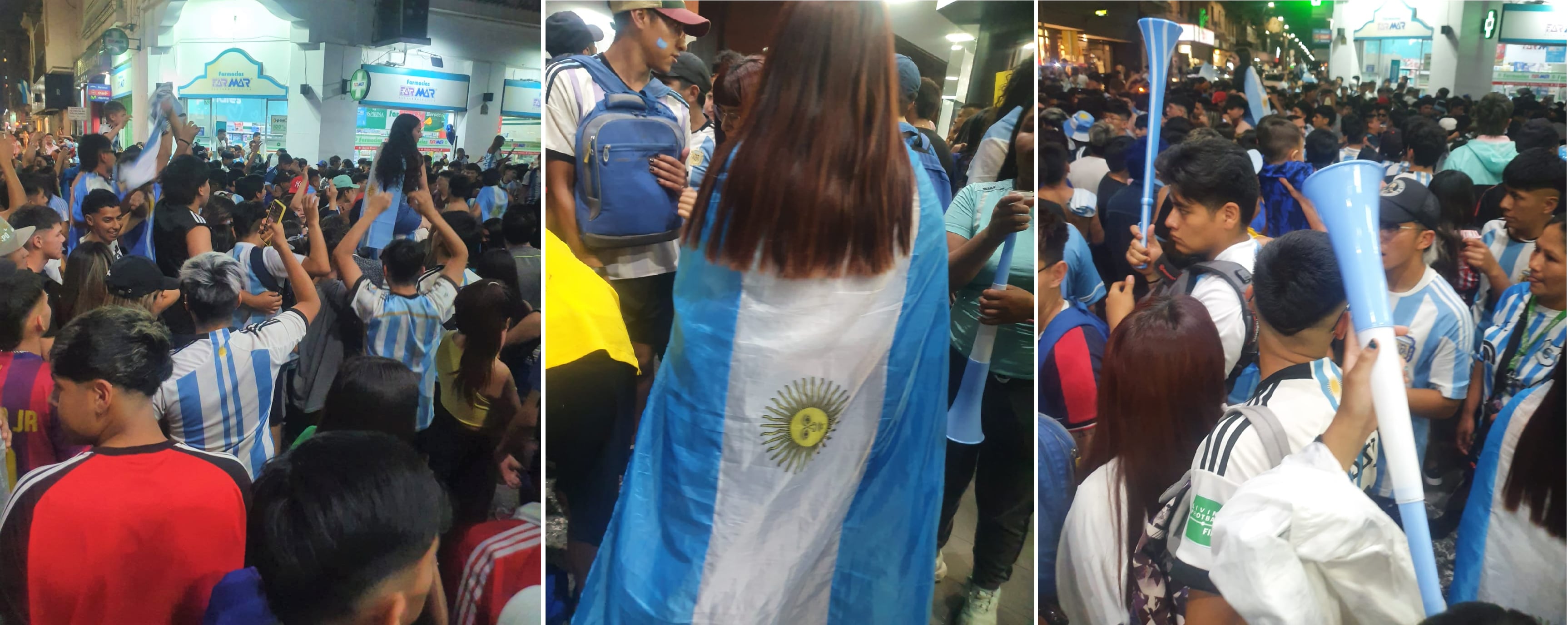 Las calles del microcentro de San Salvador de Jujuy volvieron a vibrar con la algarabía por un nuevo triunfo de la Selección de Scaloni en Qatar.