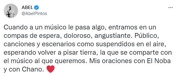 Abel Pintos y su mensaje de aliento para El Noba.