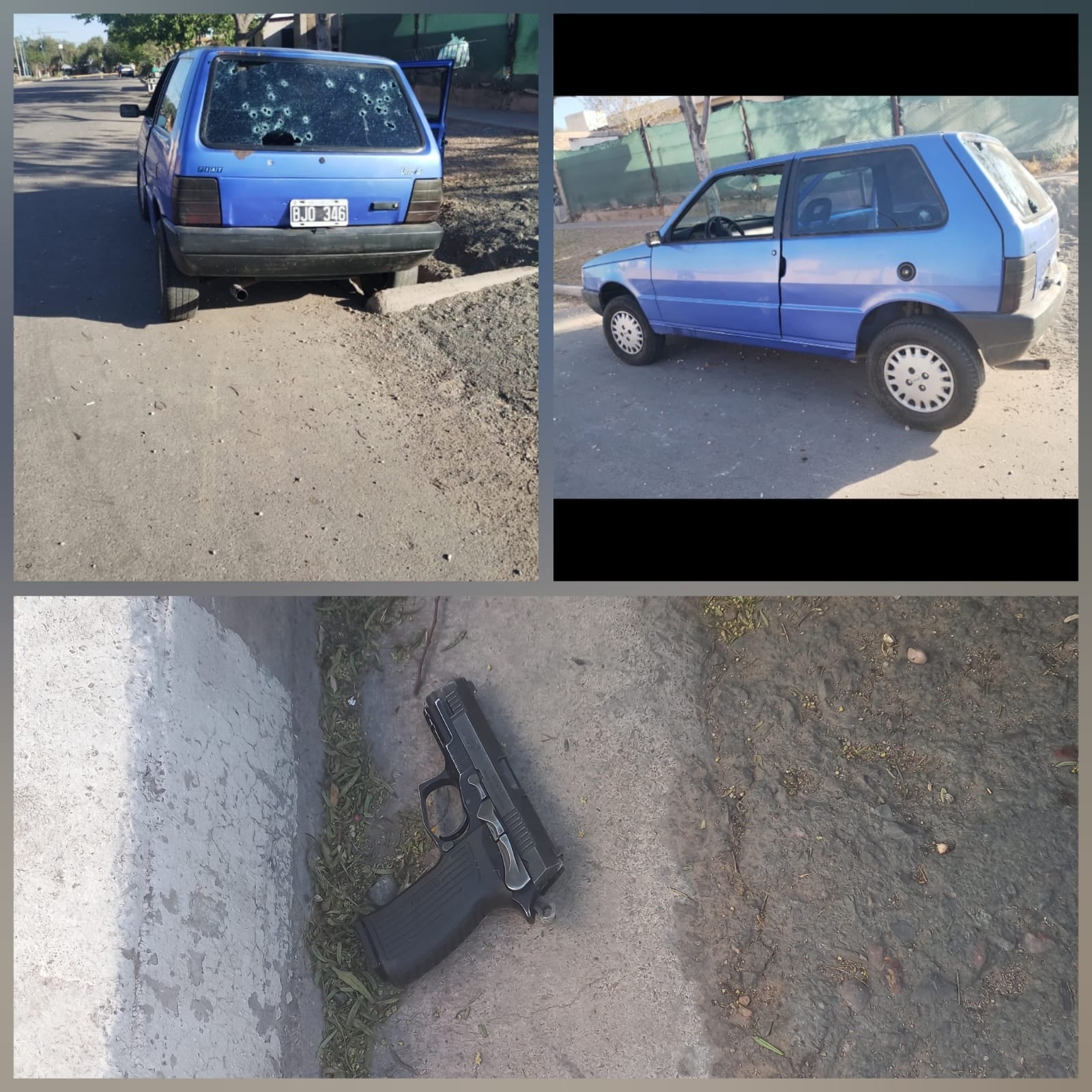 El auto Fiat Uno en donde escapaban los autores de las heridas del hombre con prontuario en el Barrio San Martín.