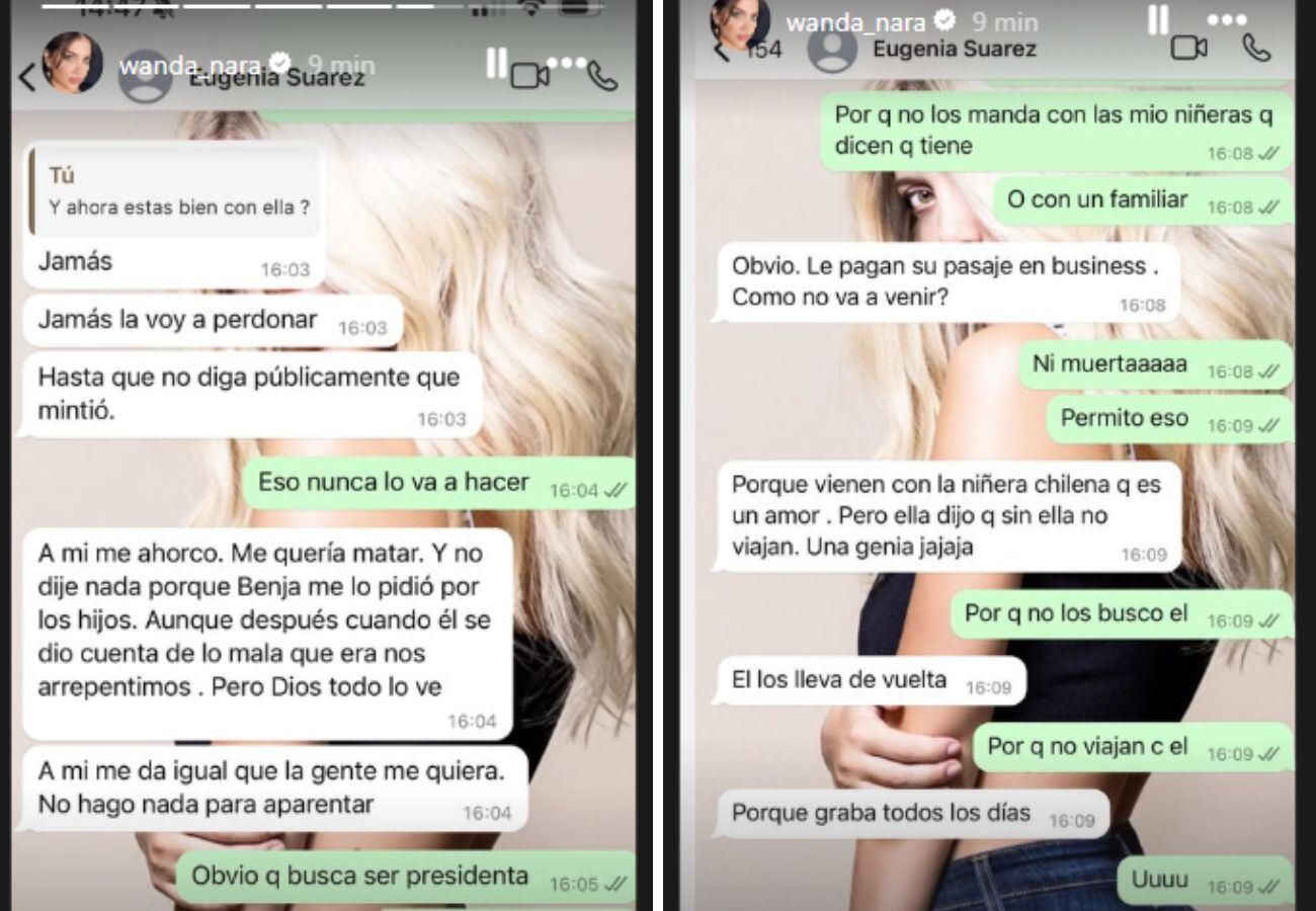 Wanda Nara filtró los chats con la China Suárez