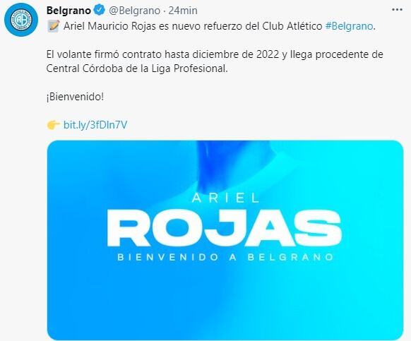 El Chino Rojas se desvinculó de Central Córdoba y ya es nuevo jugador de Belgrano.