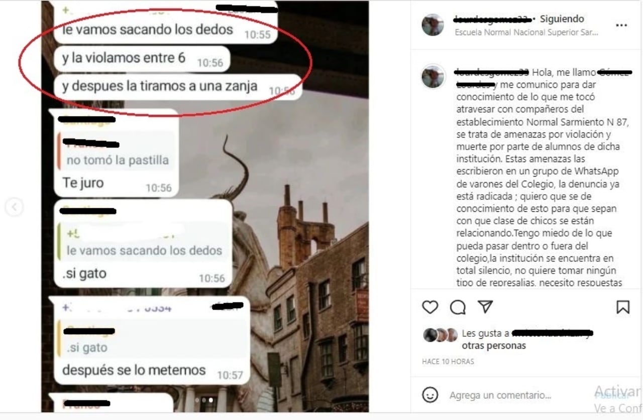 Una alumna denunció que un grupo de jóvenes planificaron abusar sexualmente de ella.