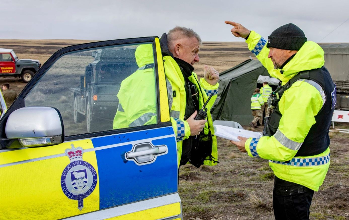 Personal de la Policía Real Británica en las Islas Malvinas.