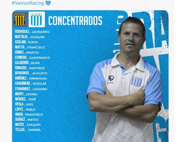 Los viajeros de Racing, para visitar este domingo a Mitre en Santiago.