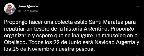 Los comentarios pidiendo por Santi Maratea para recaudar fondos por la camiseta de Maradona